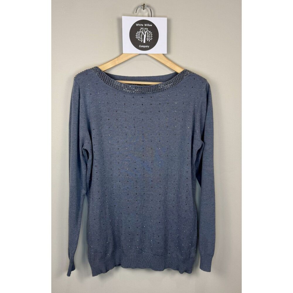 Liquid Women's Dark Gray Rhinestone Sweater Size XL